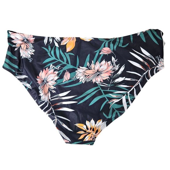 B2prity Womens Halter Tankini 2-Piece Plus 4XL Swimsuit Black Floral Tropical - Picture 5 of 9